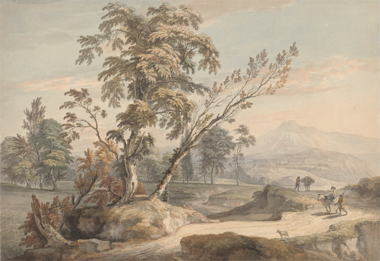 Italiaans Landschap met Reizigers nr. 2 door Paul Sandby