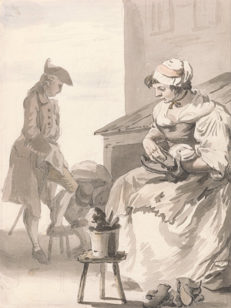 Londense kreten - Schoenpoetser door Paul Sandby