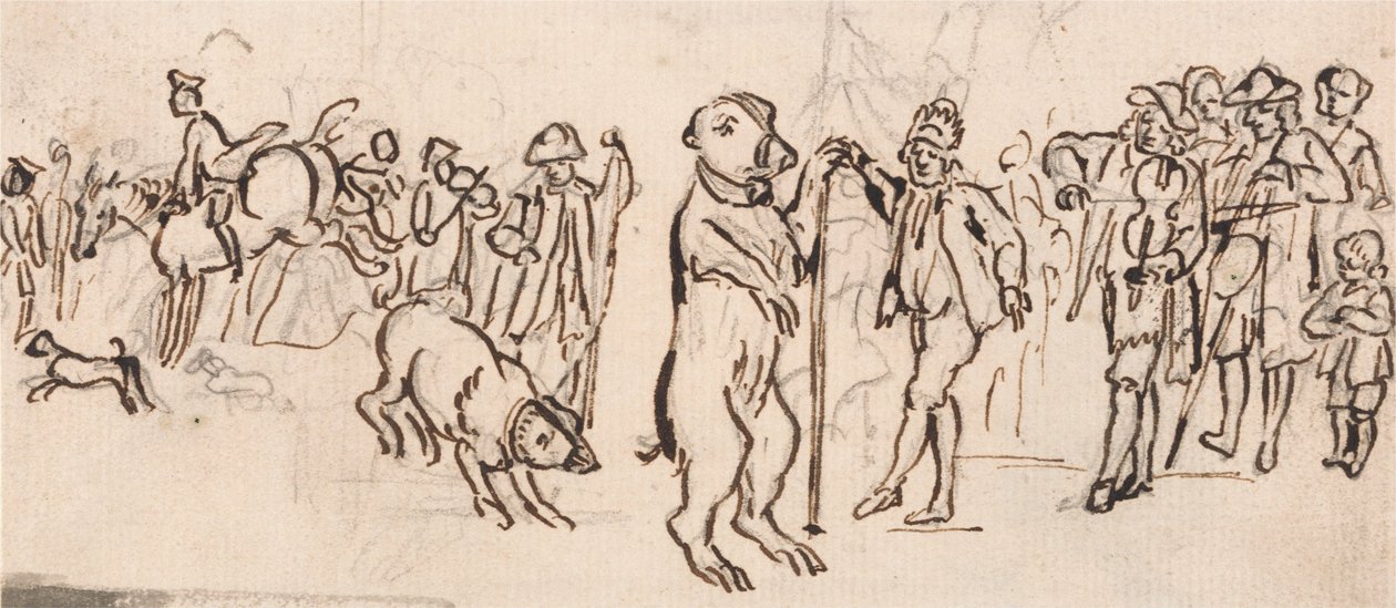 Muzikanten en een Optredende Beer door Paul Sandby
