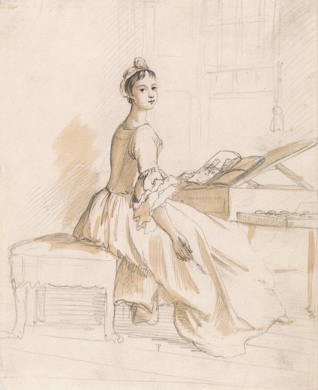 Portret van een dame aan een tekentafel door Paul Sandby