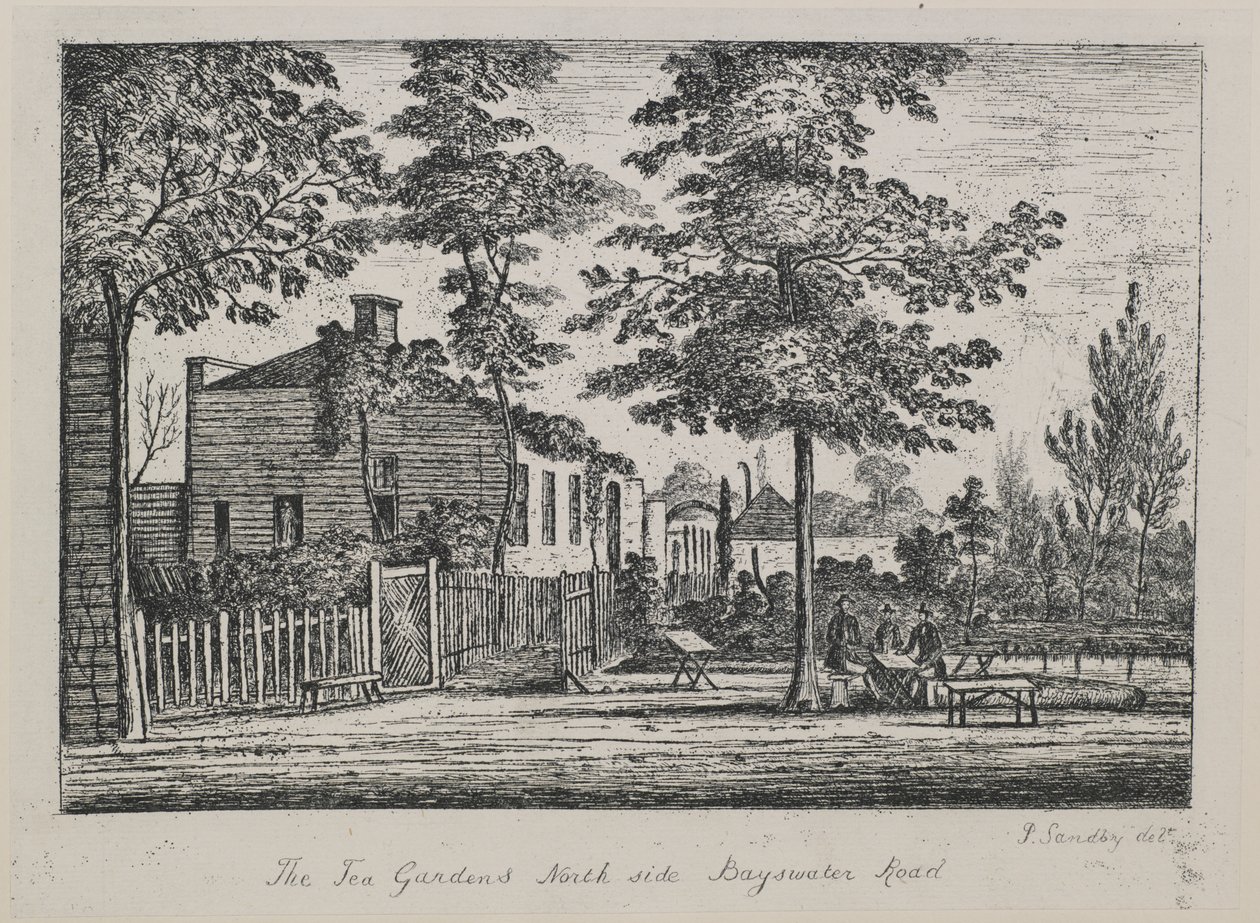 De Theetuinen, noordzijde Bayswater Road, c.1780 door Paul Sandby