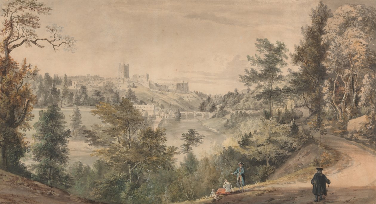 Uitzicht op Richmond Castle, Yorkshire door Paul Sandby