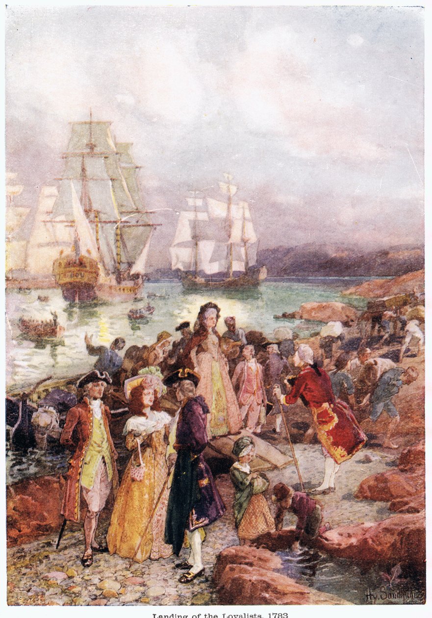 Landing van de loyalisten in 1783 door Paul Sandham