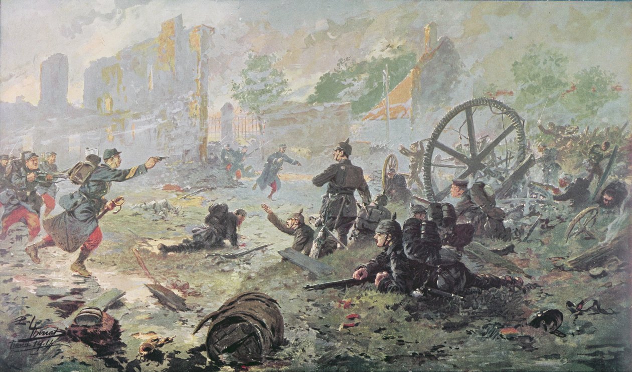 De aanval bij Mailly-le-Camp, tijdens de Eerste Slag bij de Marne, 1914 door Paul Thiriat
