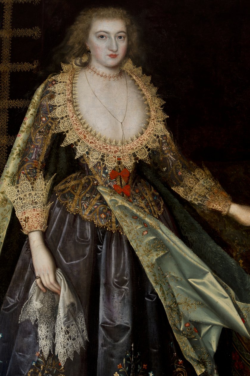 Dame genaamd Margaret Stuart, gravin van Nottingham, ca. 1620 door Paul van attr.to Somer