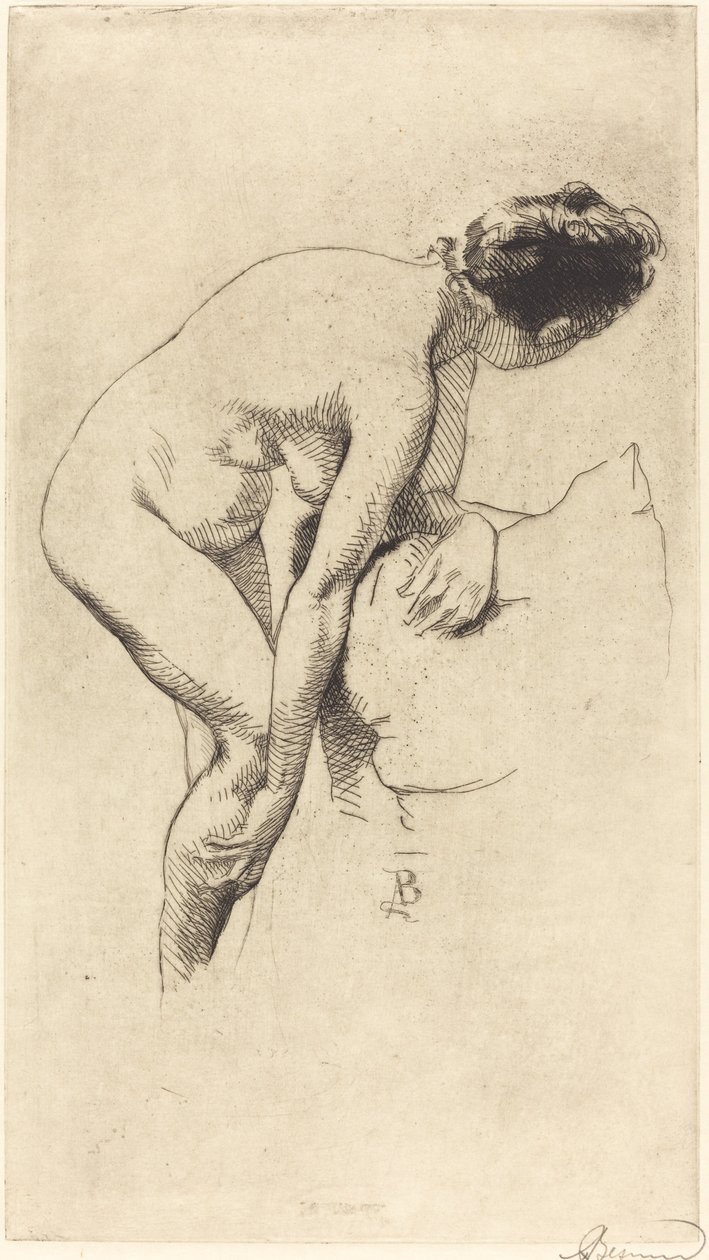 Naakt houdt haar been vast door Paul Albert Besnard