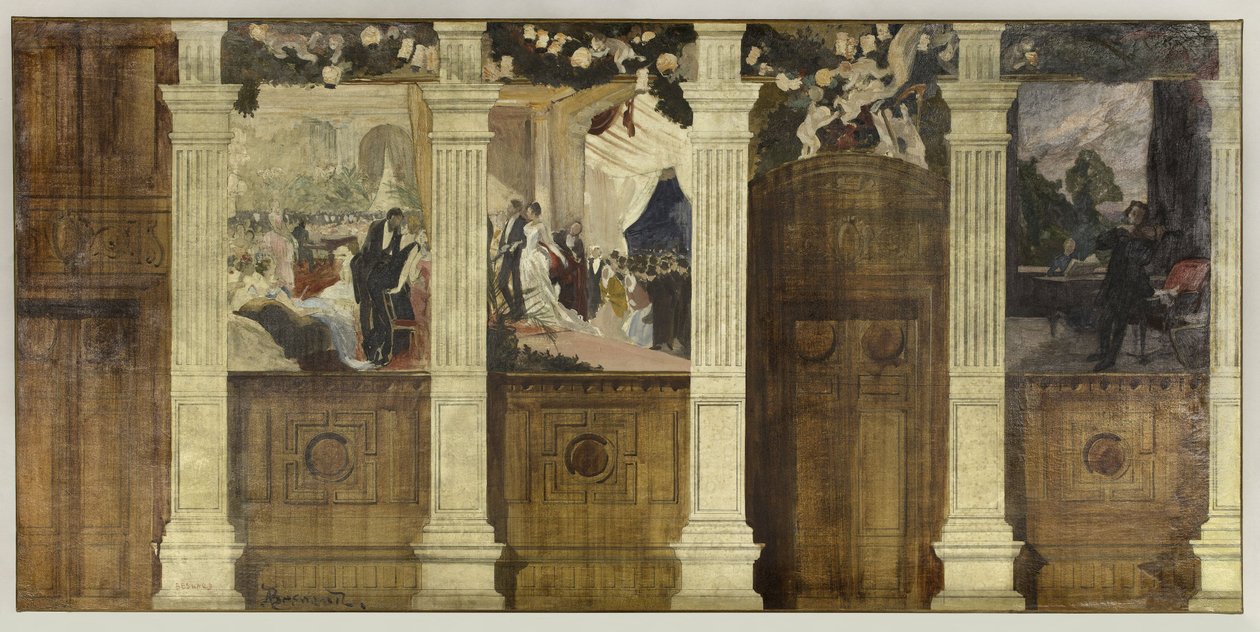 Schets voor het stadhuis van het 4e district: Le Bal à la ville ou La Fête mondaine door Paul Albert Besnard