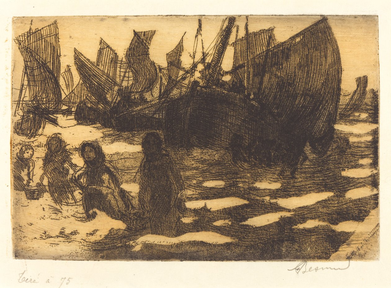 Kleine vissersboten van Berck Petites Pêcheuses de Berck, 1897 door Paul Albert Besnard