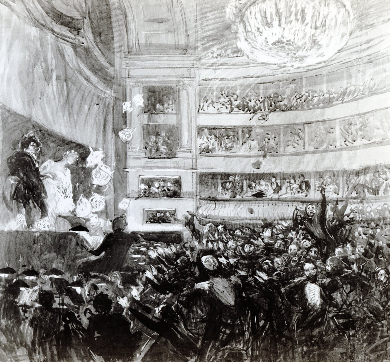 De slag om Hernani in de Comédie Française op 25 februari 1830, 1909 door Paul Albert Besnard