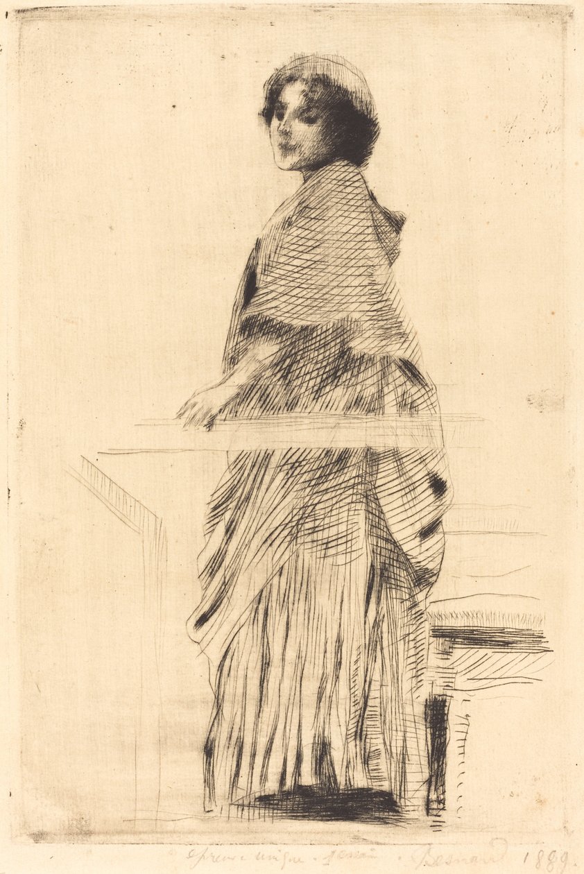 Vrouw in een cape La femme à la pèlerine, 1889 door Paul Albert Besnard