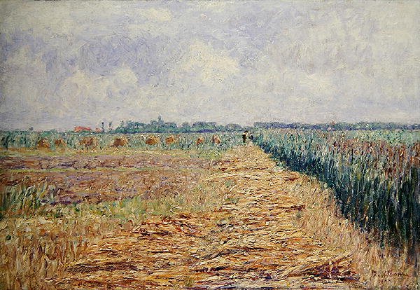 Een Vlak Nederlands Landschap onder een Zomerhemel met Heldere Witte Wolken, ca. 1890 door Paul Baum