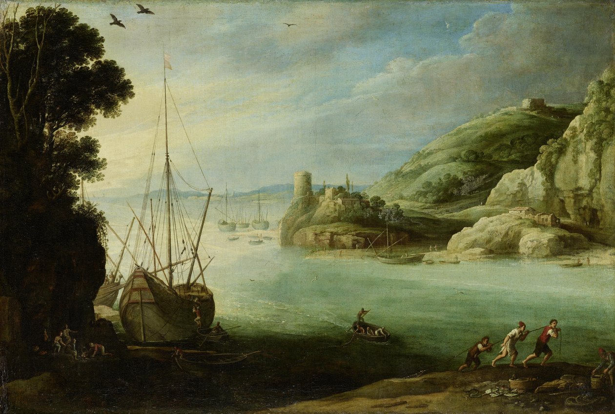 Bergachtige zeekust door Paul Bril