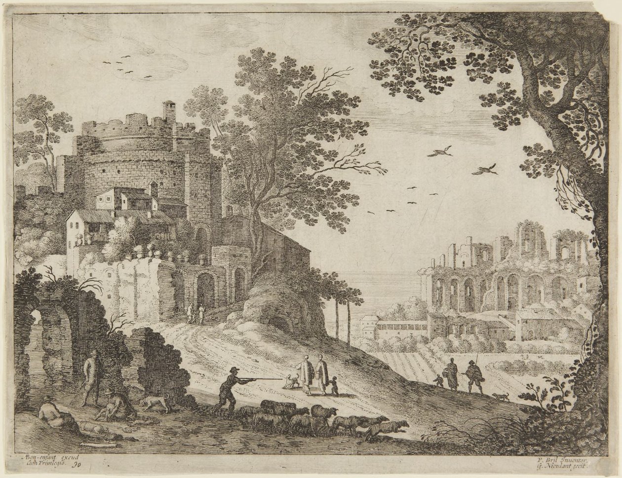 Kasteel en herders door Paul Bril