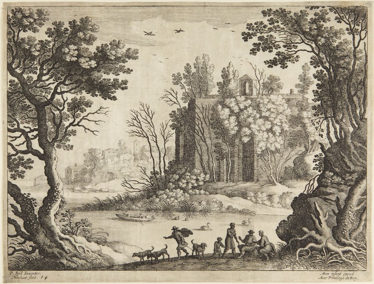 Kerk aan het meer door Paul Bril
