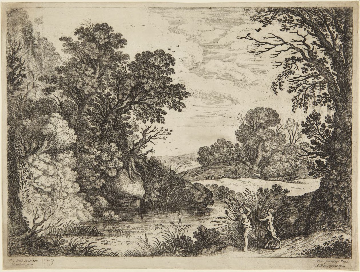 Nimf en satyr door Paul Bril