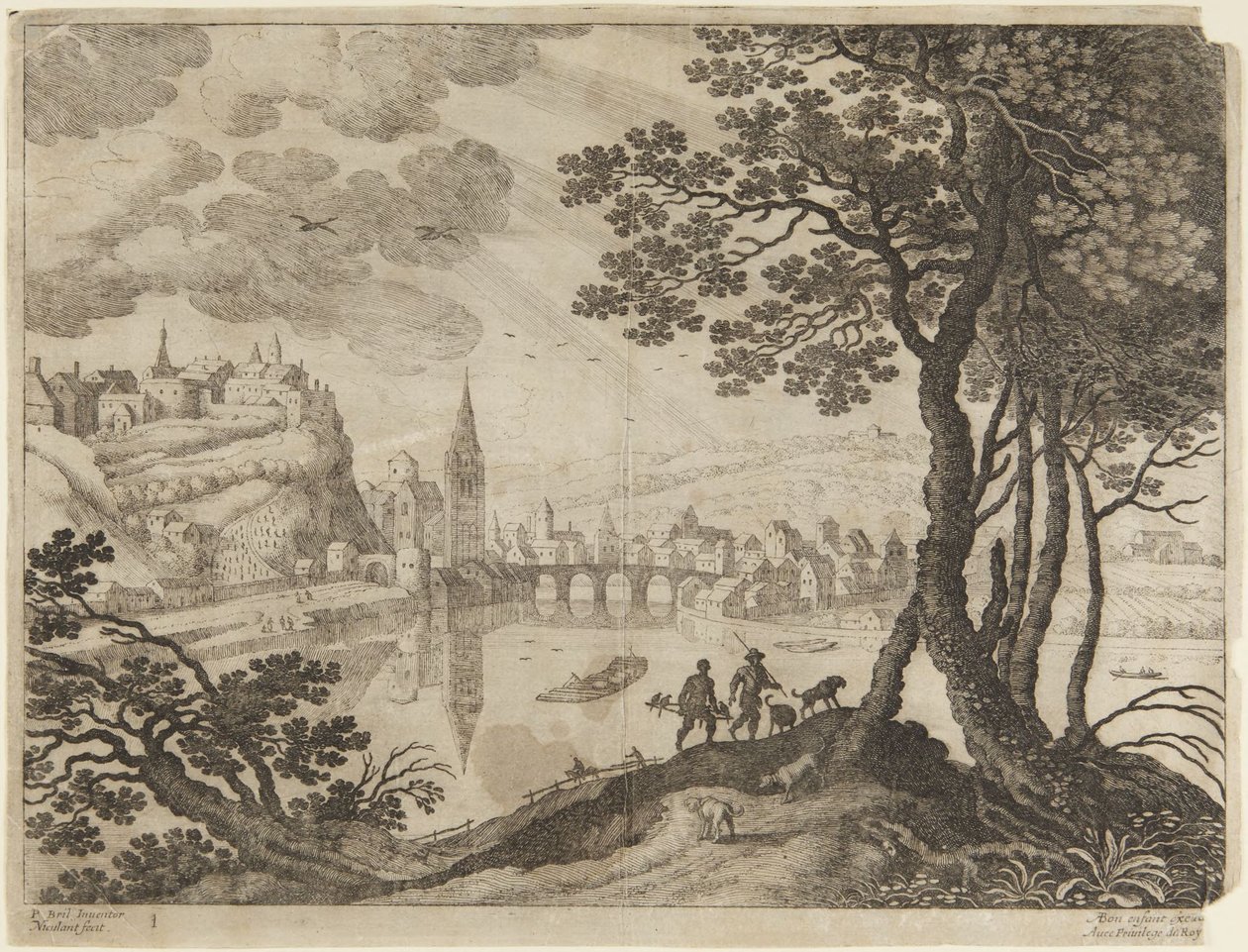 Stad en rivier door Paul Bril