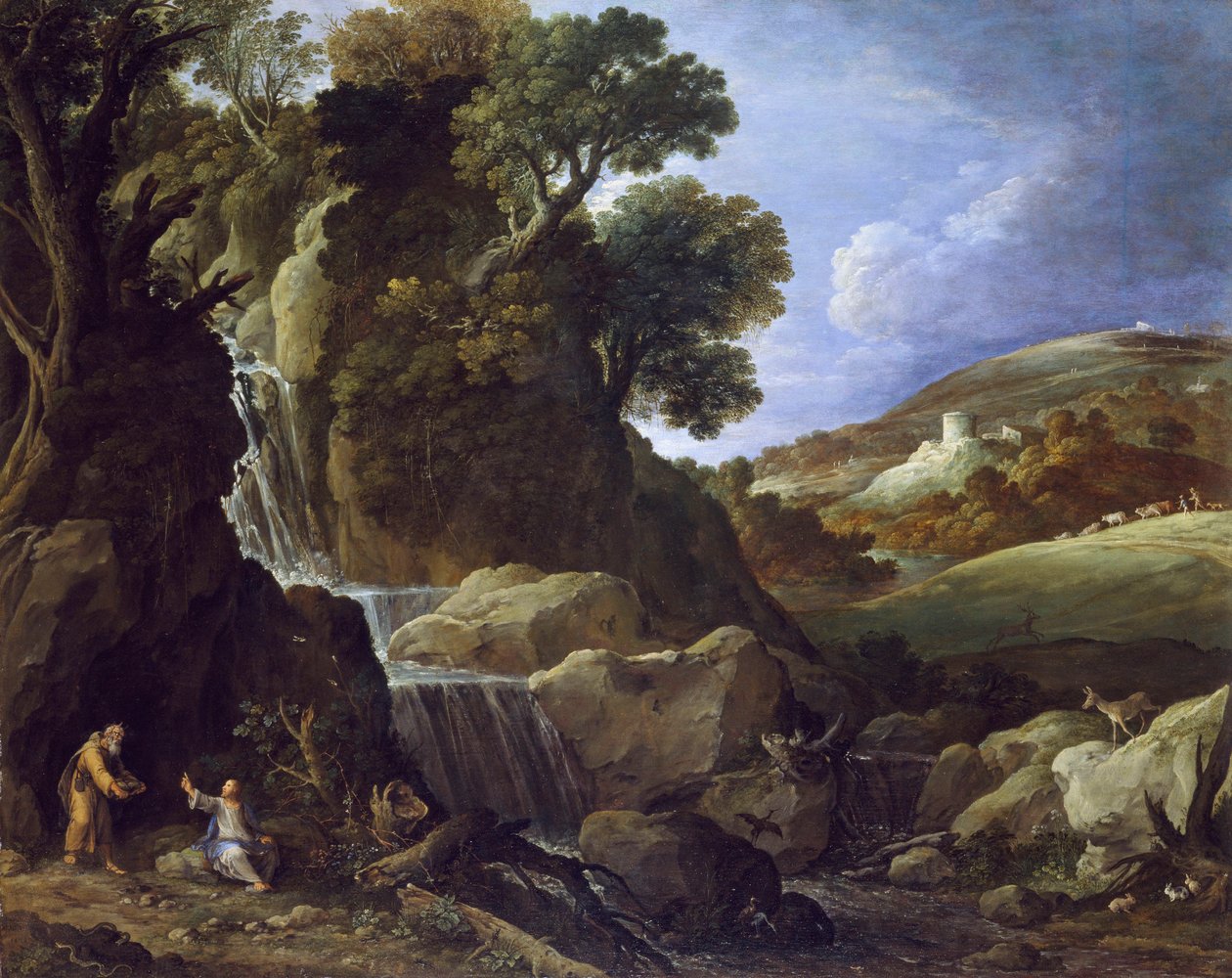 Christus Verzocht in de Wildernis, 1626 door Paul Bril