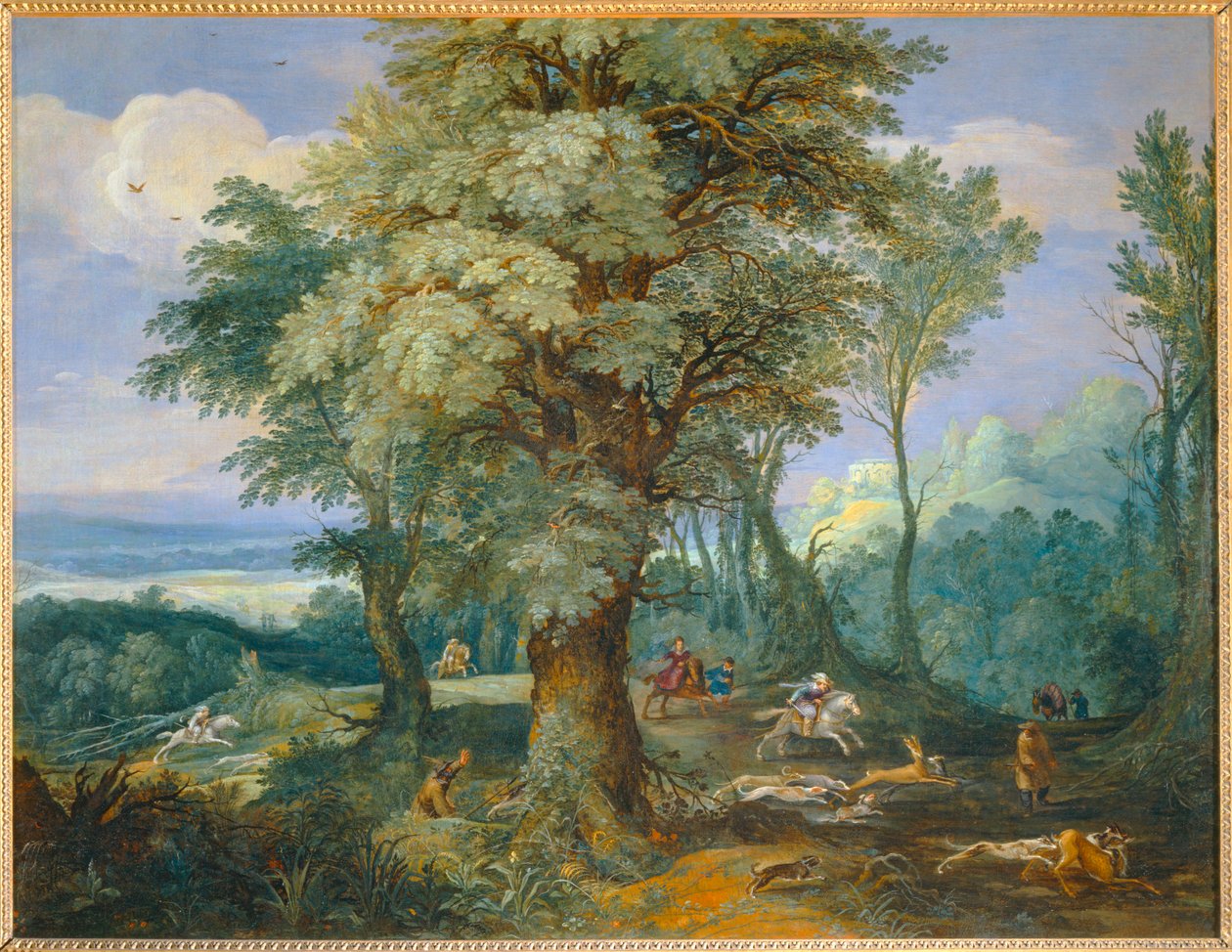 La chasse au daim - Een hertenjacht ... door Paul Brill or Bril