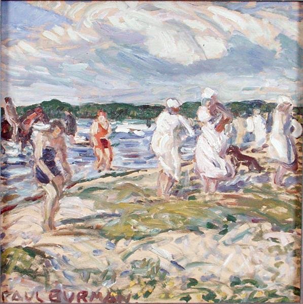Zwemmer op het strand van Pelgurand door Paul Burman