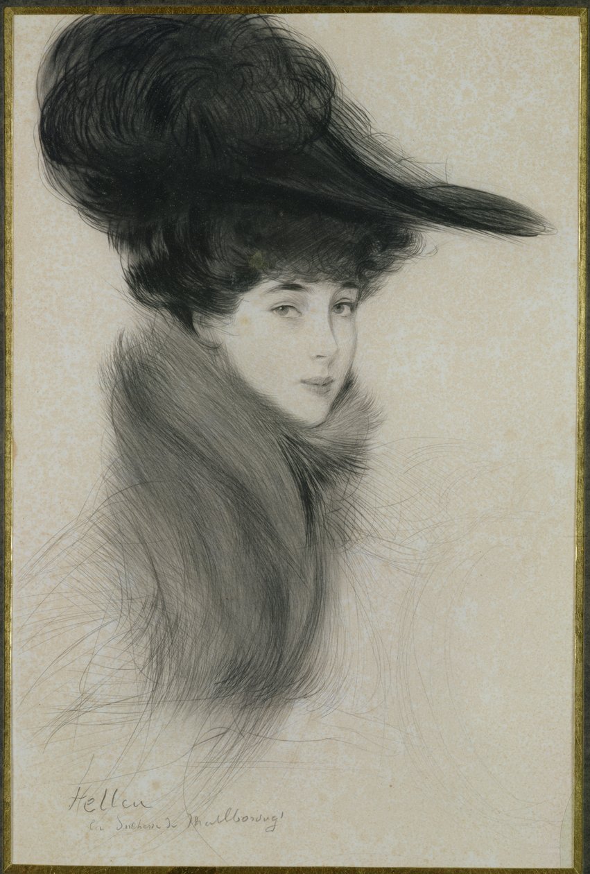 Consuelo Vanderbilt (1877-1964) Hertogin van Marlborough, c.1901 (droge naald) door Paul Cesar Helleu