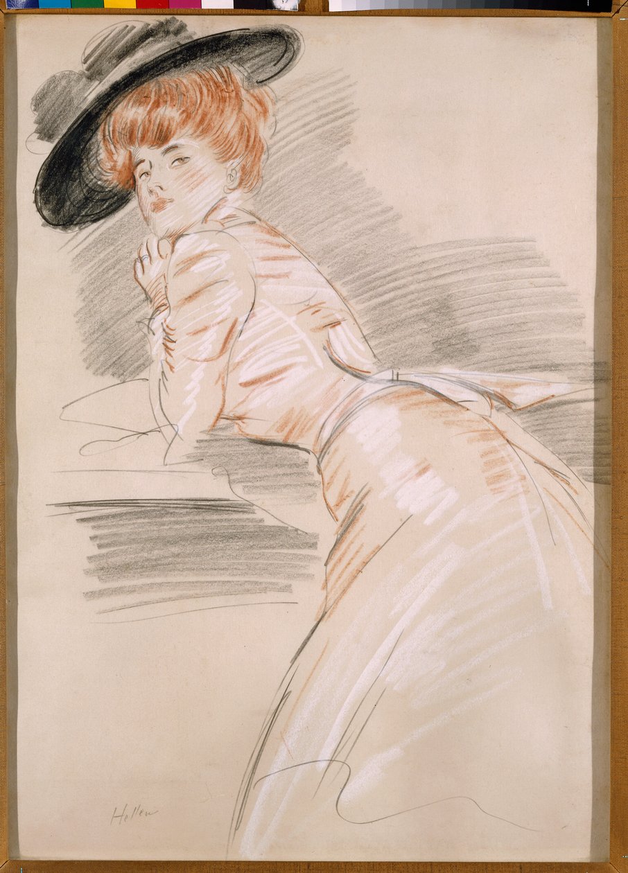 Madame Helleu met een Hoed door Paul Cesar Helleu