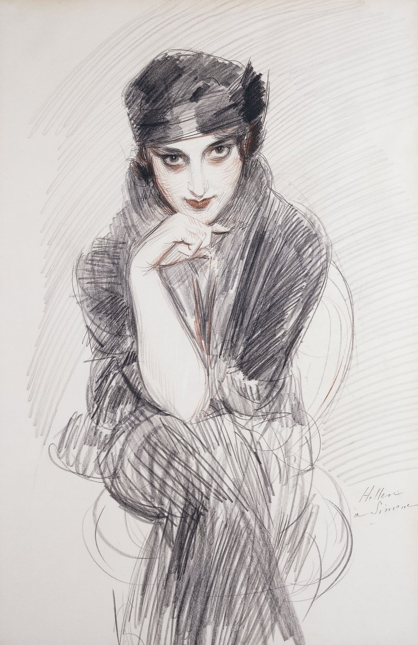 Portret van een Dame, mogelijk Mevrouw Van Cleef door Paul Cesar Helleu