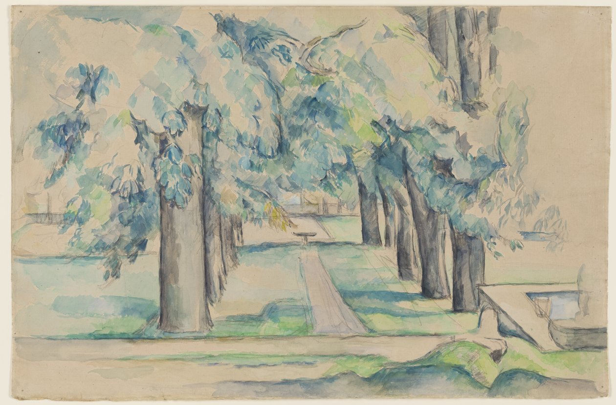 Laan met kastanjebomen bij Jas de Bouffan door Paul Cézanne