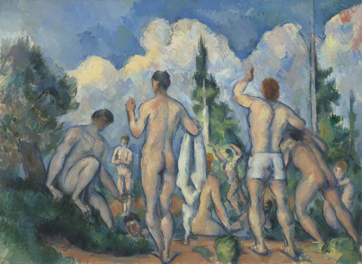 Badgasten door Paul Cézanne