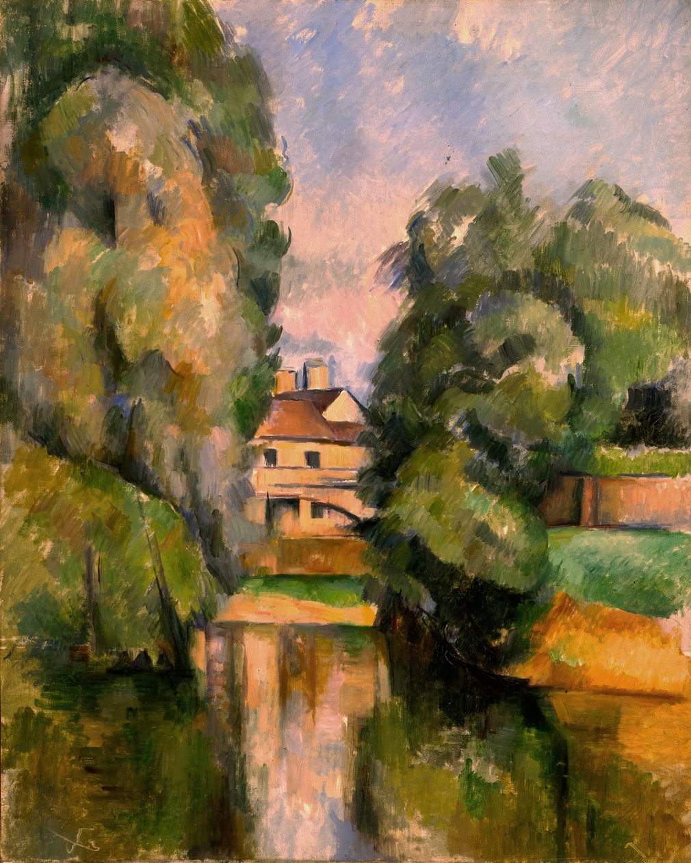 Landhuis bij een rivier door Paul Cézanne