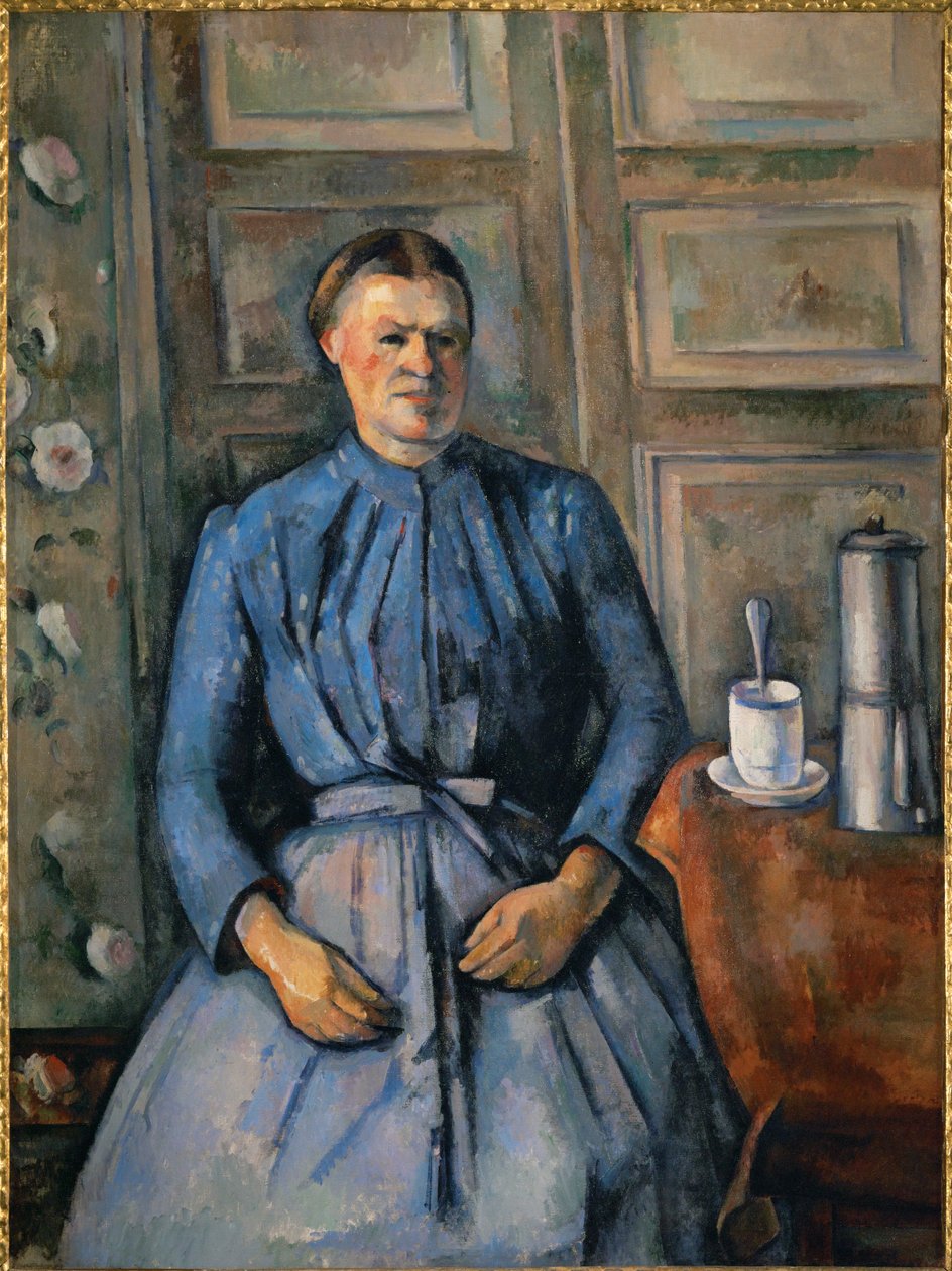 Femme a la cafetiere (olieverf op doek) door Paul Cezanne