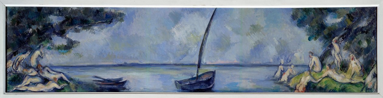 La barque et les baigneuses door Paul Cézanne