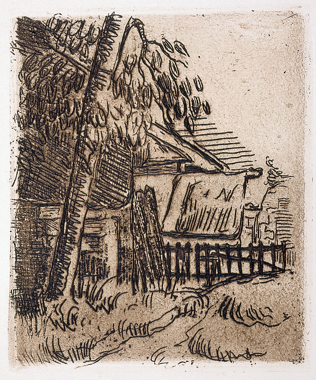 Landschap bij Auvers, Boerderij-ingang aan de Rue St. Remy door Paul Cézanne