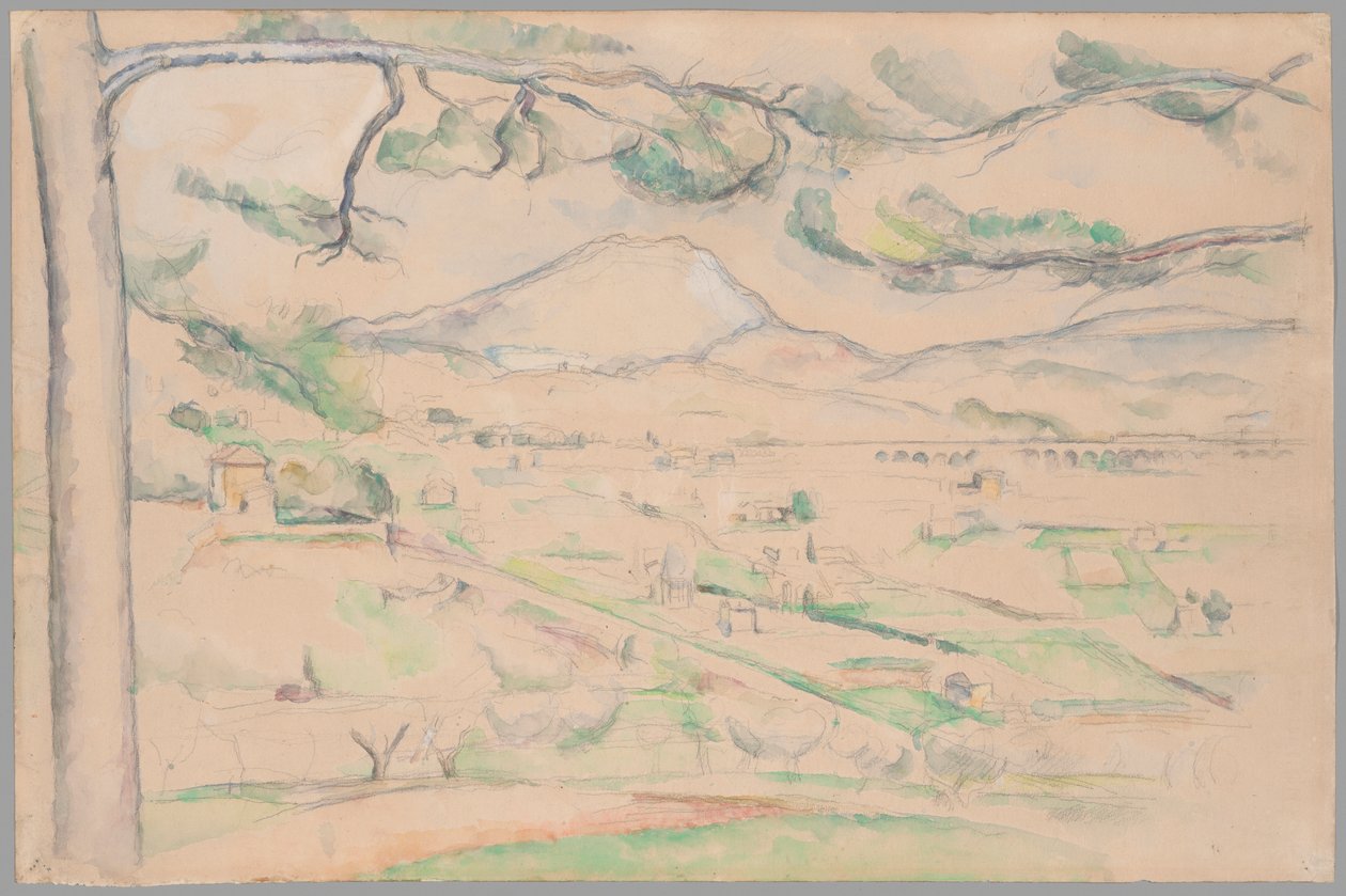 Montagne Saint-Victoire (De vallei van de boog) door Paul Cézanne