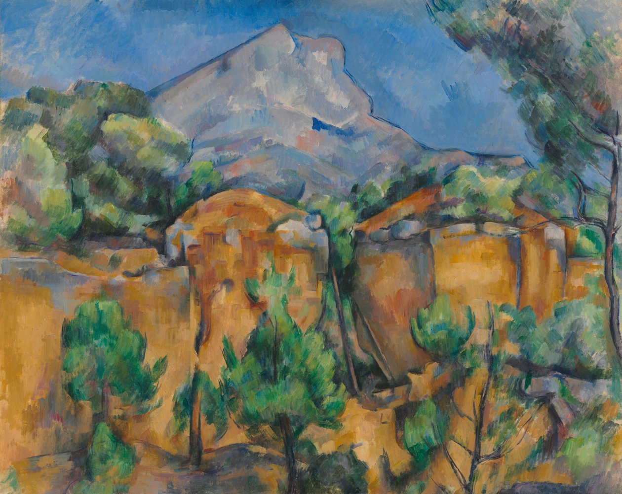 Mont Sainte-Victoire gezien vanuit de steengroeve van Bibémus door Paul Cézanne