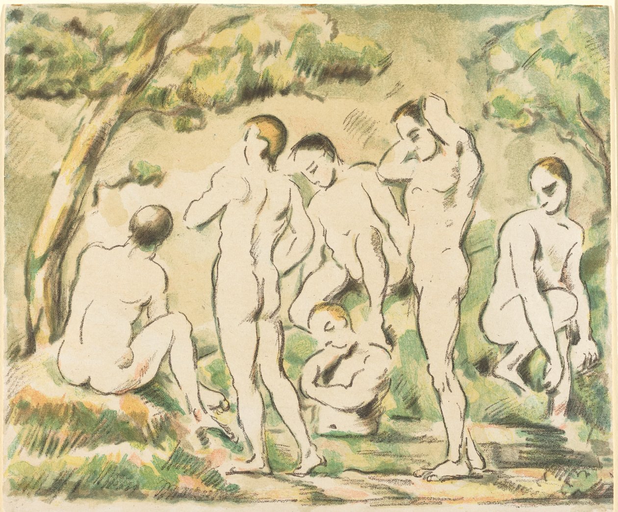 De baadsters (kleine plaat) door Paul Cézanne