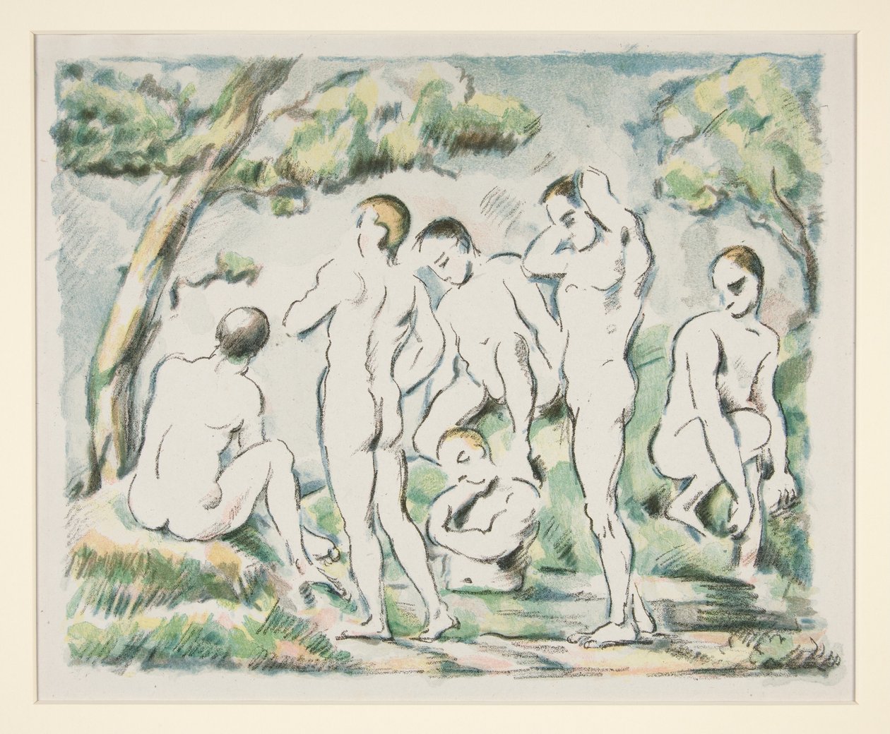 De baders (kleine versie) door Paul Cézanne