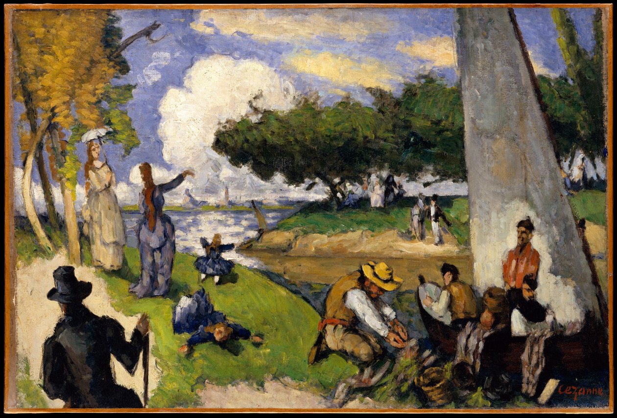 De vissers (fantastische scène) door Paul Cézanne