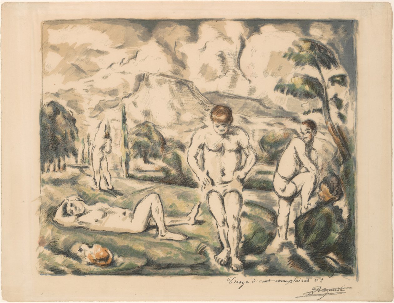 De grote baders (Les Baigneurs) door Paul Cézanne