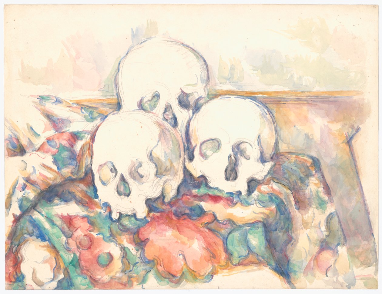 De drie schedels door Paul Cézanne