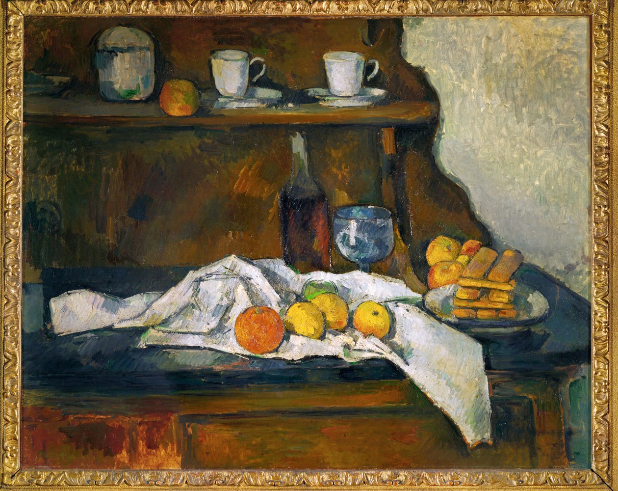 Het dressoir (schilderij op doek) door Paul Cezanne