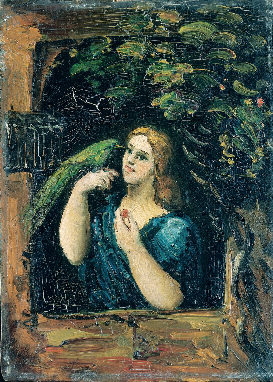 Vrouw met een Papegaai door Paul Cézanne
