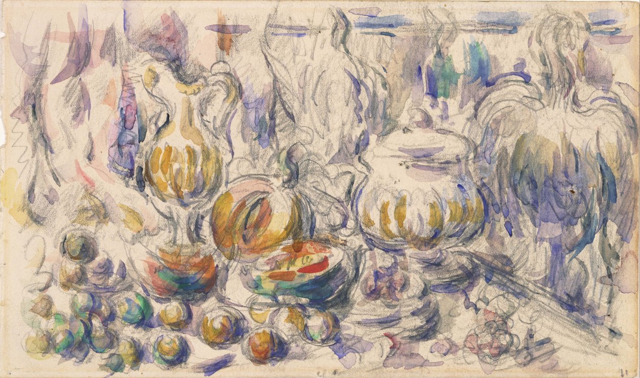 Waterkan en soepterrine door Paul Cézanne