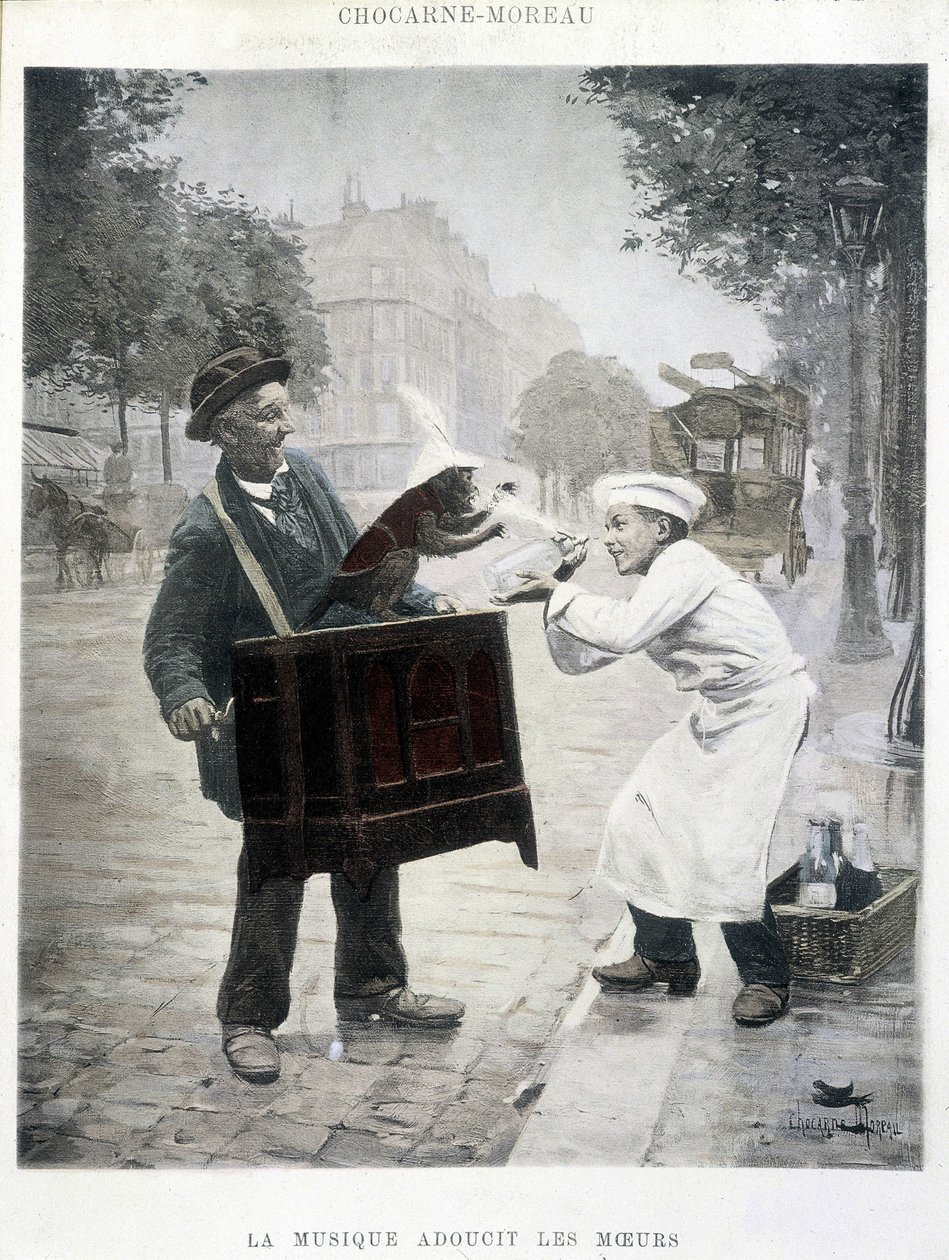 Muziek verzacht de zeden, schilderij door Chocarne-Moreau, ca. 1900 door Paul Charles Chocarne Moreau