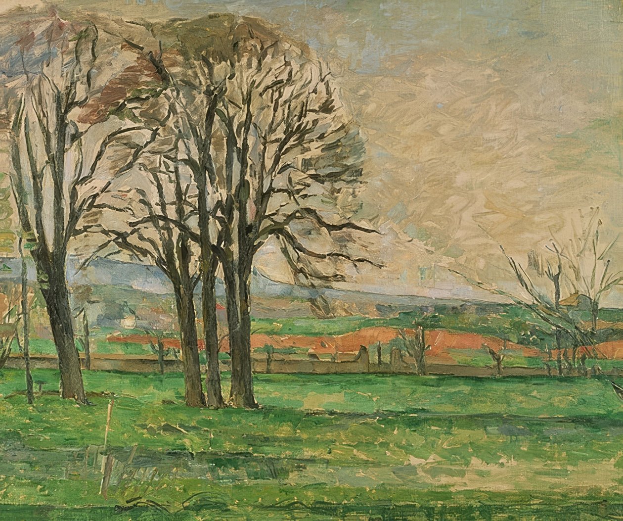 De kale bomen bij Jas de Bouffan door Paul Cézanne