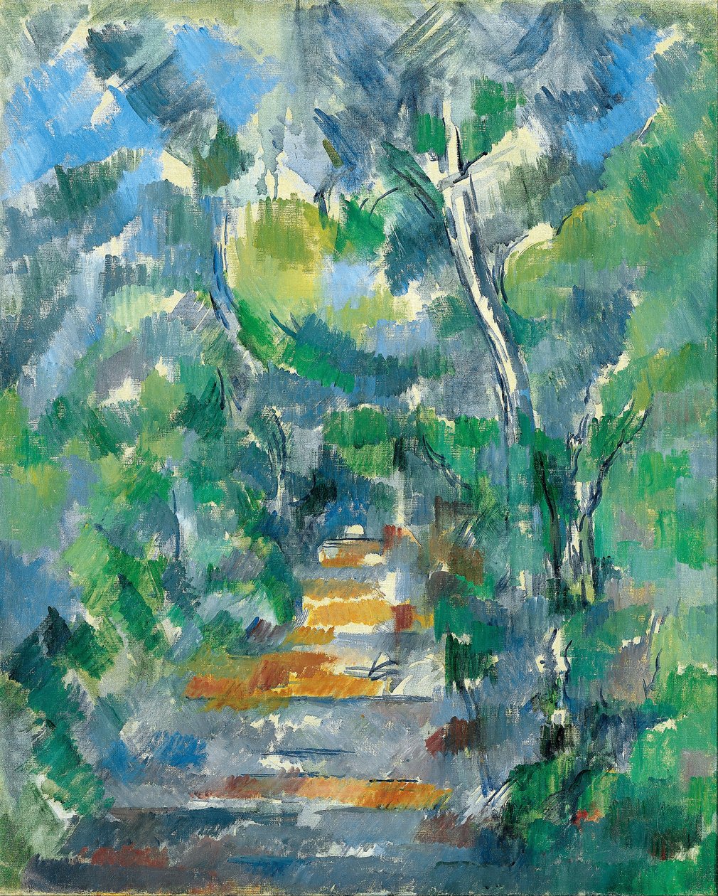 Bosscène (Pad van Mas Jolie naar Château noir) door Paul Cézanne