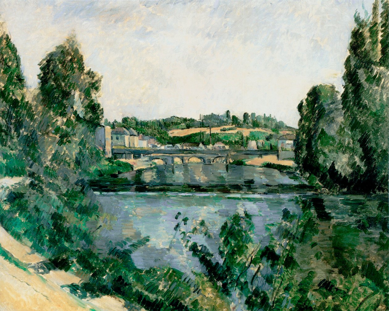Frans: Le Pont et le déversoir à Pontoise De brug en de dam bij Pontoise (Le Pont et le déversoir à Pontoise) door Paul Cézanne