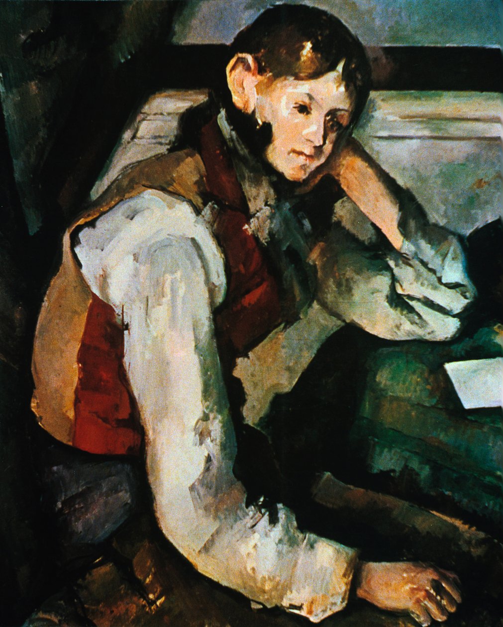 Le Garçon au Gilet Rouge, 1888-1890 door Paul Cézanne