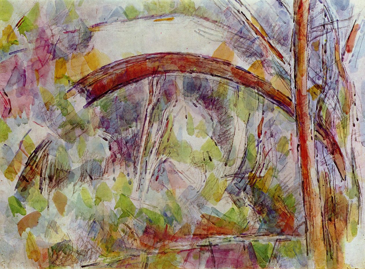 De brug van Trois Sautets door Paul Cézanne