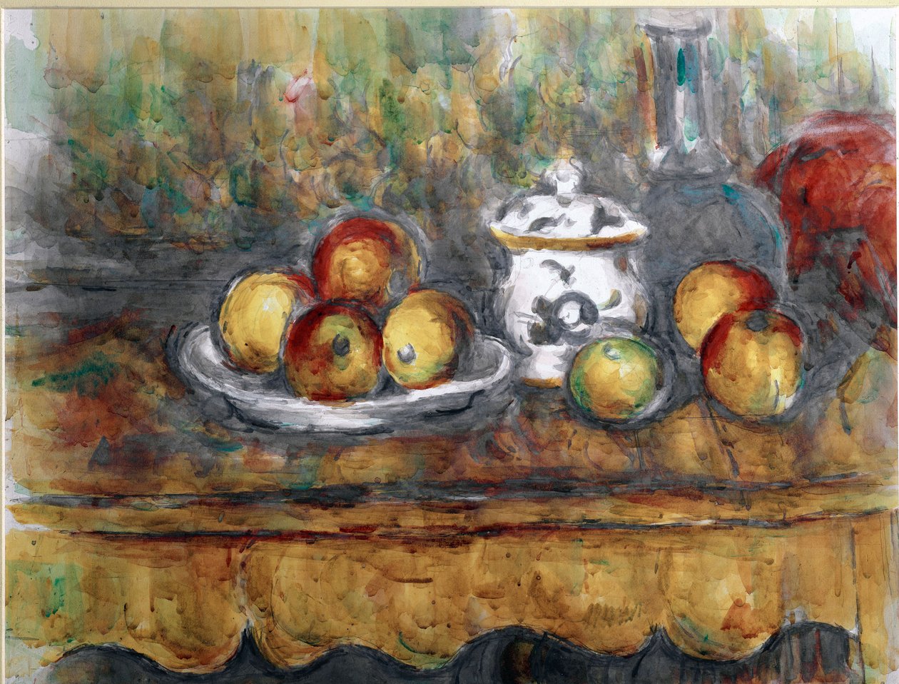 Stilleven met een blauwe fles door Paul Cézanne