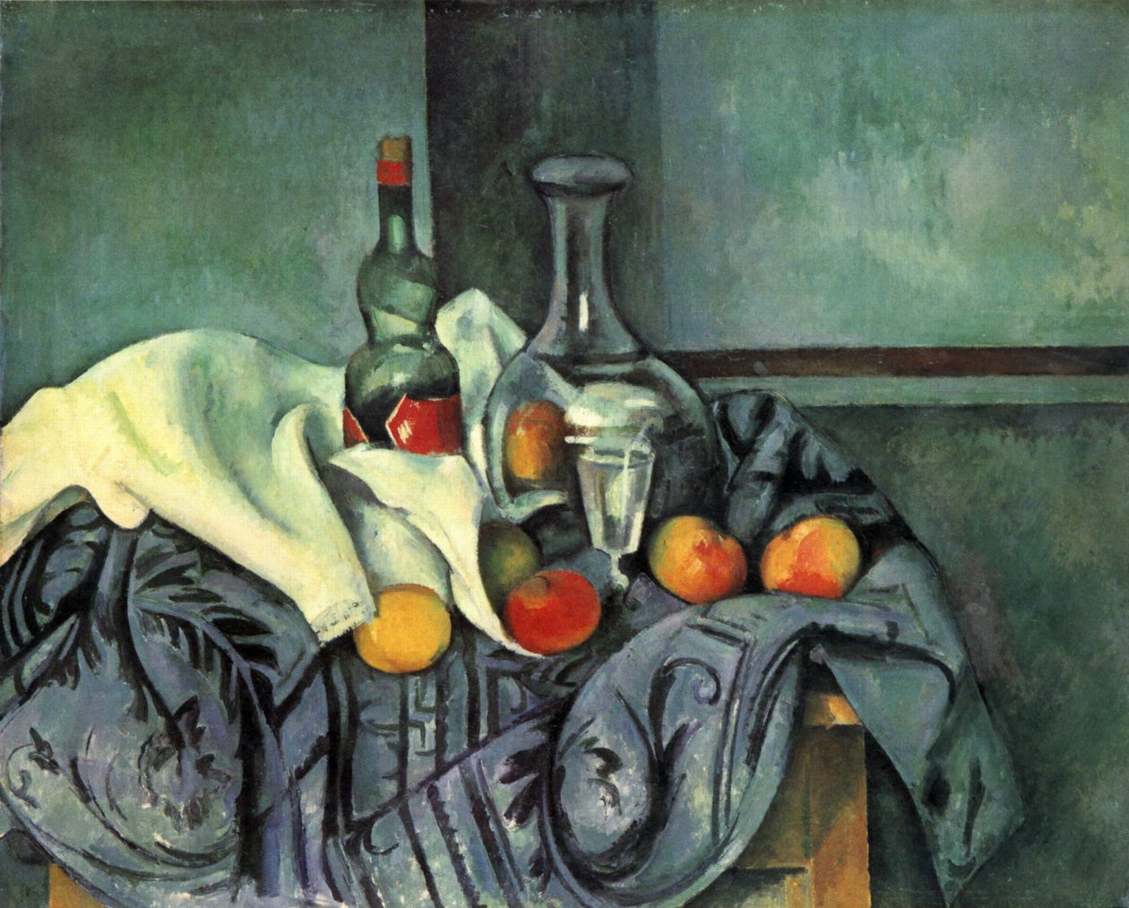 Stilleven, pepermuntfles door Paul Cézanne